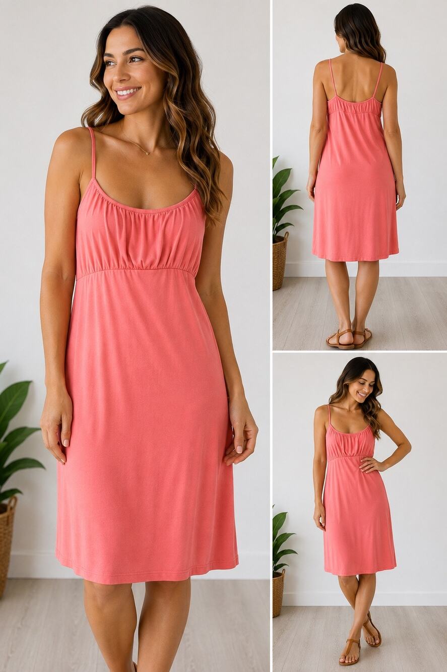 Vero Moda Frankie Coral Pink Pleated Spaghetti Strap Dress Estimated Small